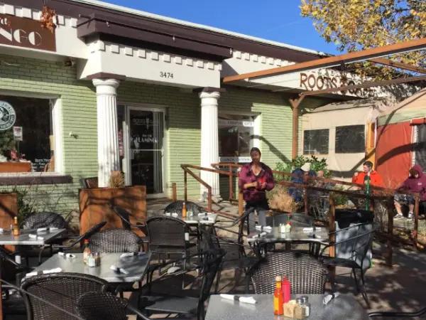 A photo of the dog-friendly patio of Roots Cafe, a dog-friendly restaurant near Salt Lake City and Holladay