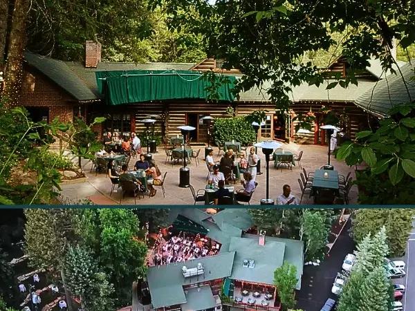 A photo of the dog-friendly patio of Log Haven, a dog-friendly restaurant near Salt Lake City and Holladay