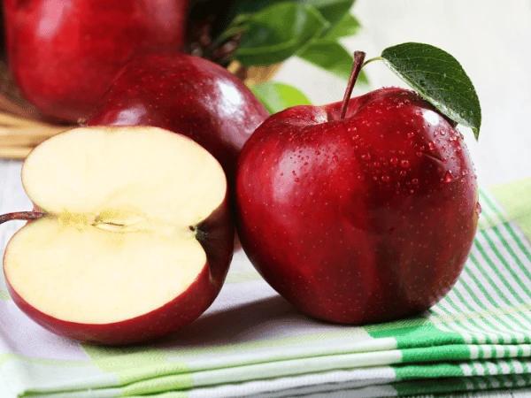 Sliced apples, a pet-friendly treat for a dog Christmas dinner