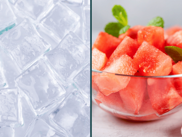 Ice cubes and watermelon, hydrating treats for dogs and cats, something to consider among pet summer tips