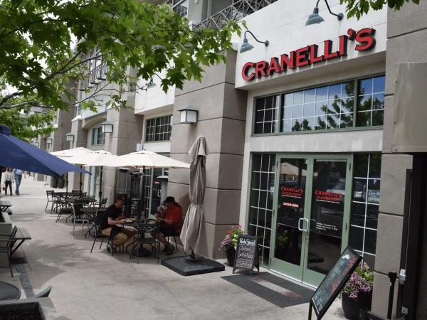 The sidewalk patio of Cranelli’s Italian Restaurant, a dog friendly restaurant near Highlands Ranch