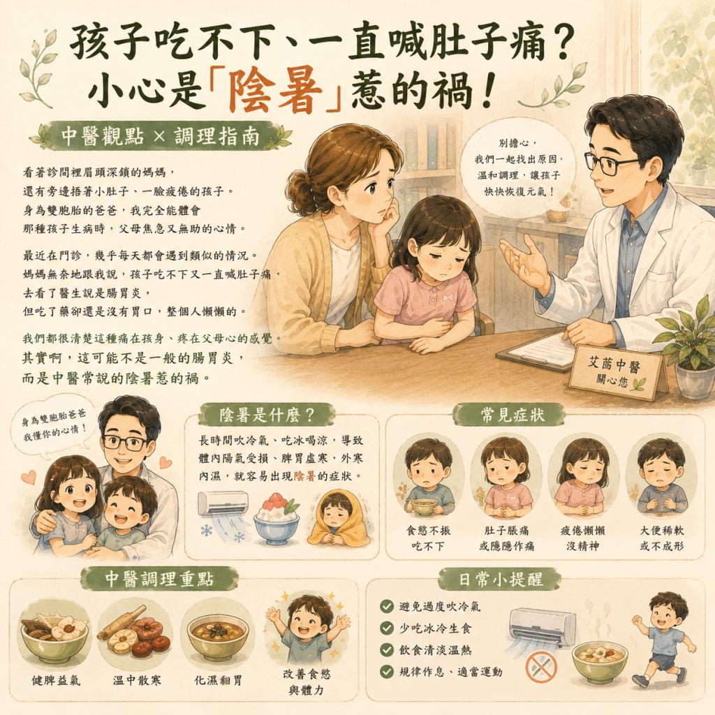 孩子腹痛沒胃口,中醫解析陰暑與腸胃炎差異