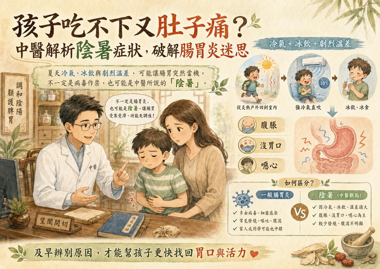 中醫為兒童檢查腸胃不適與陰暑症狀