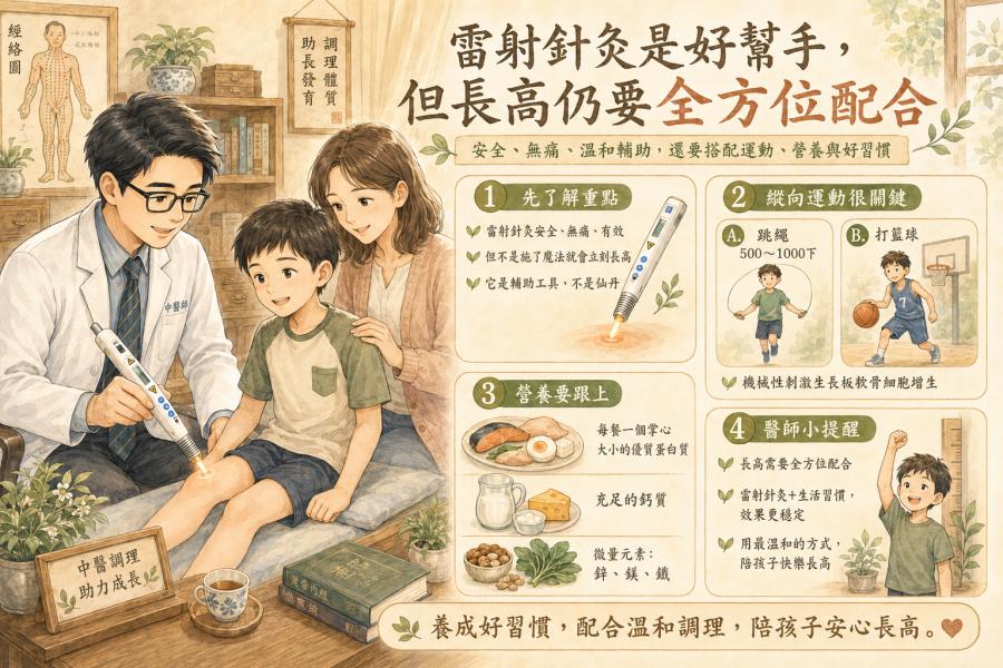 雷射針灸促進IGF‑1分泌 兒童身高調理 生長激素軸調整