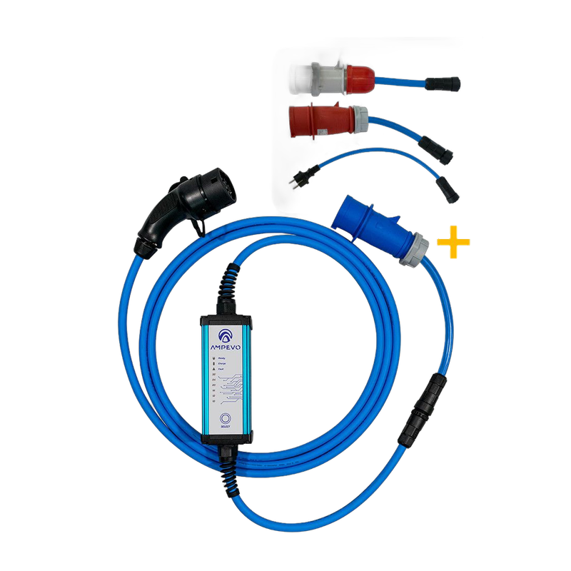 General Security AMP107MC-B/C – încărcător portabil EV 7,4 kW monofazat, Type 2, cablu 5 m, cu adaptoare incluse