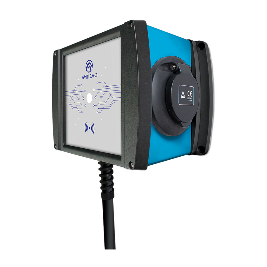 General Security Ampevo AMP322T2GO-CP – stație de încărcare EV 22 kW, vedere laterală cu priza Type 2