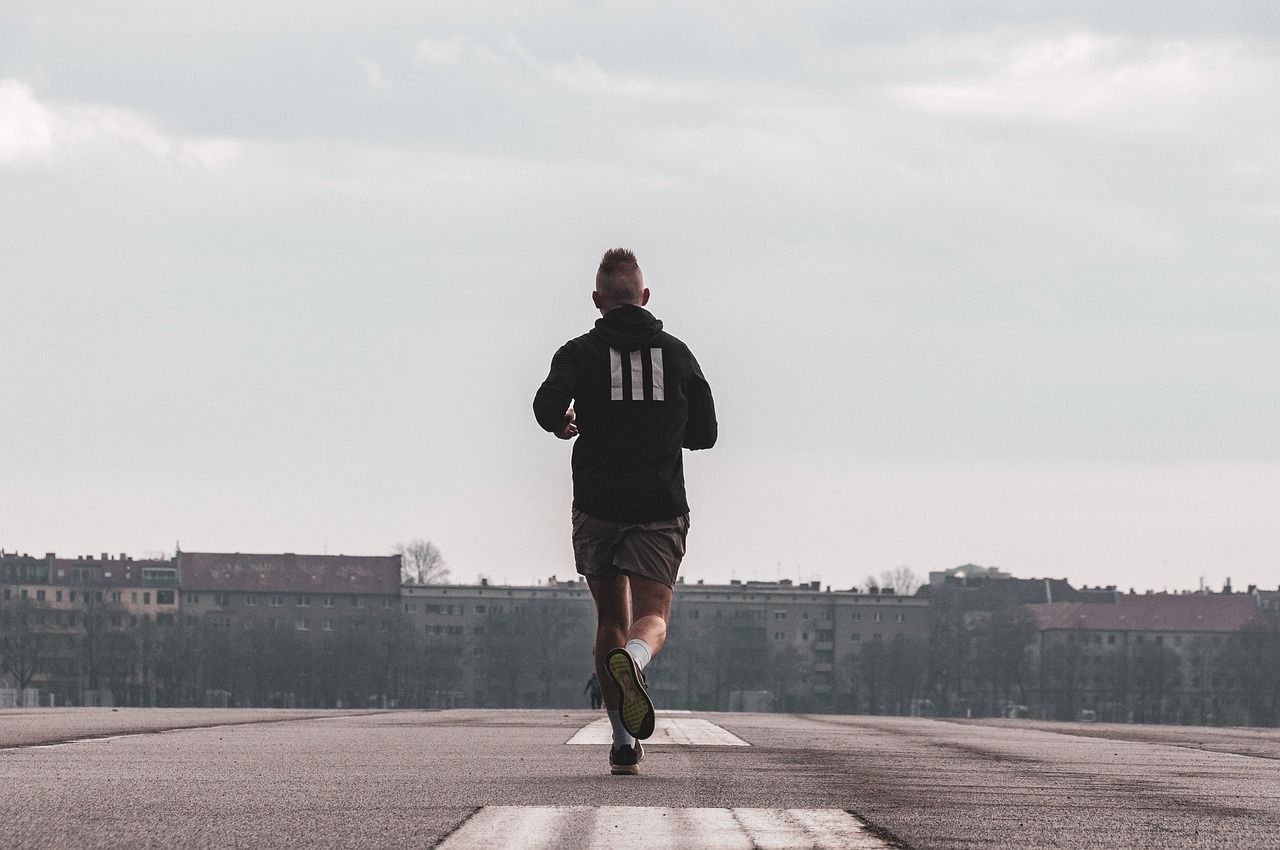 Runner on an open road