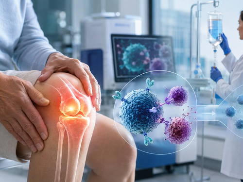 Scientists preparing CAR T cells in a laboratory for experimental treatment of severe rheumatoid arthritis