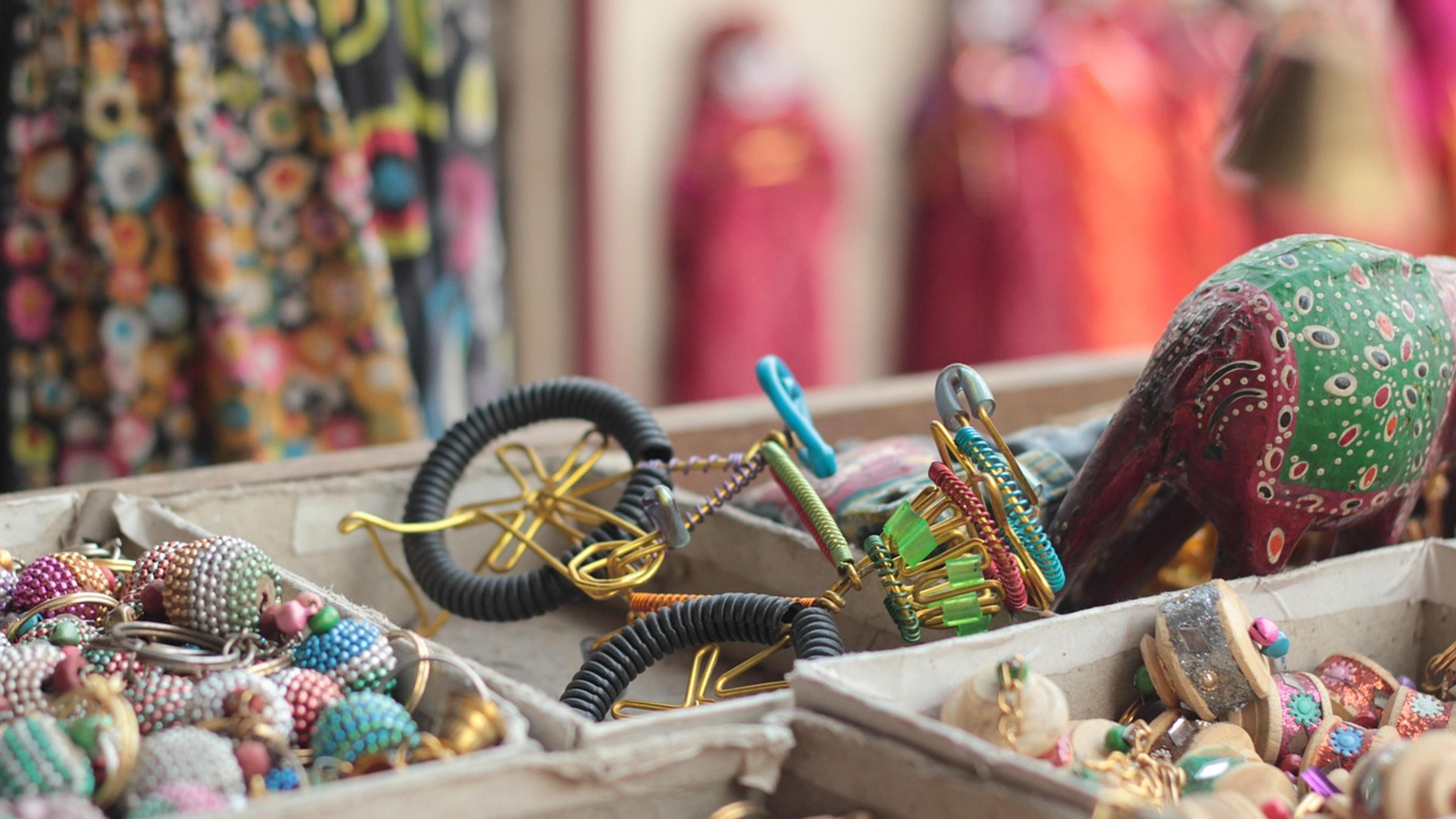 A small traditional shop in Jaipur with colourful handmade toys and crafts on display