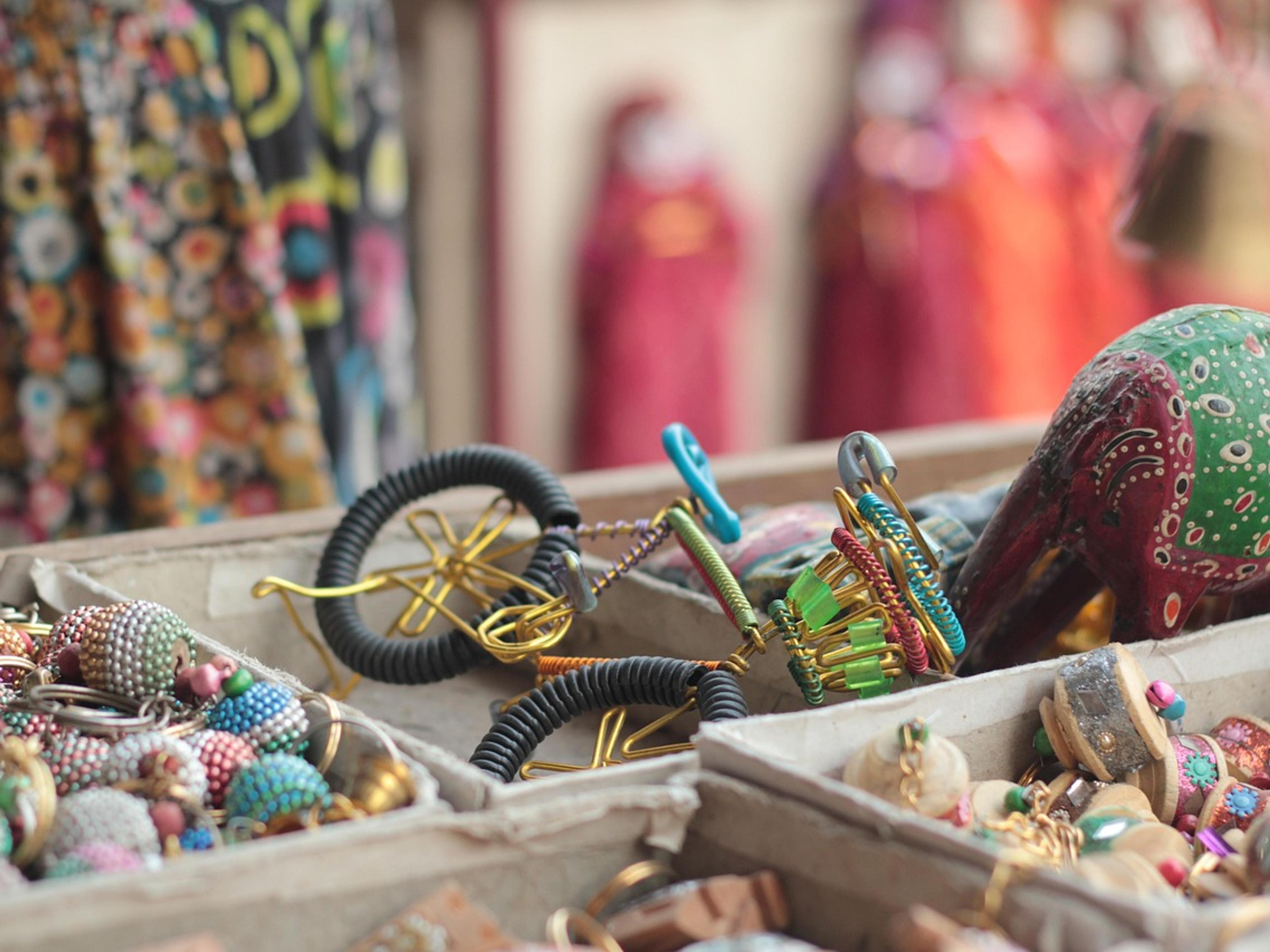 A small traditional shop in Jaipur with colourful handmade toys and crafts on display