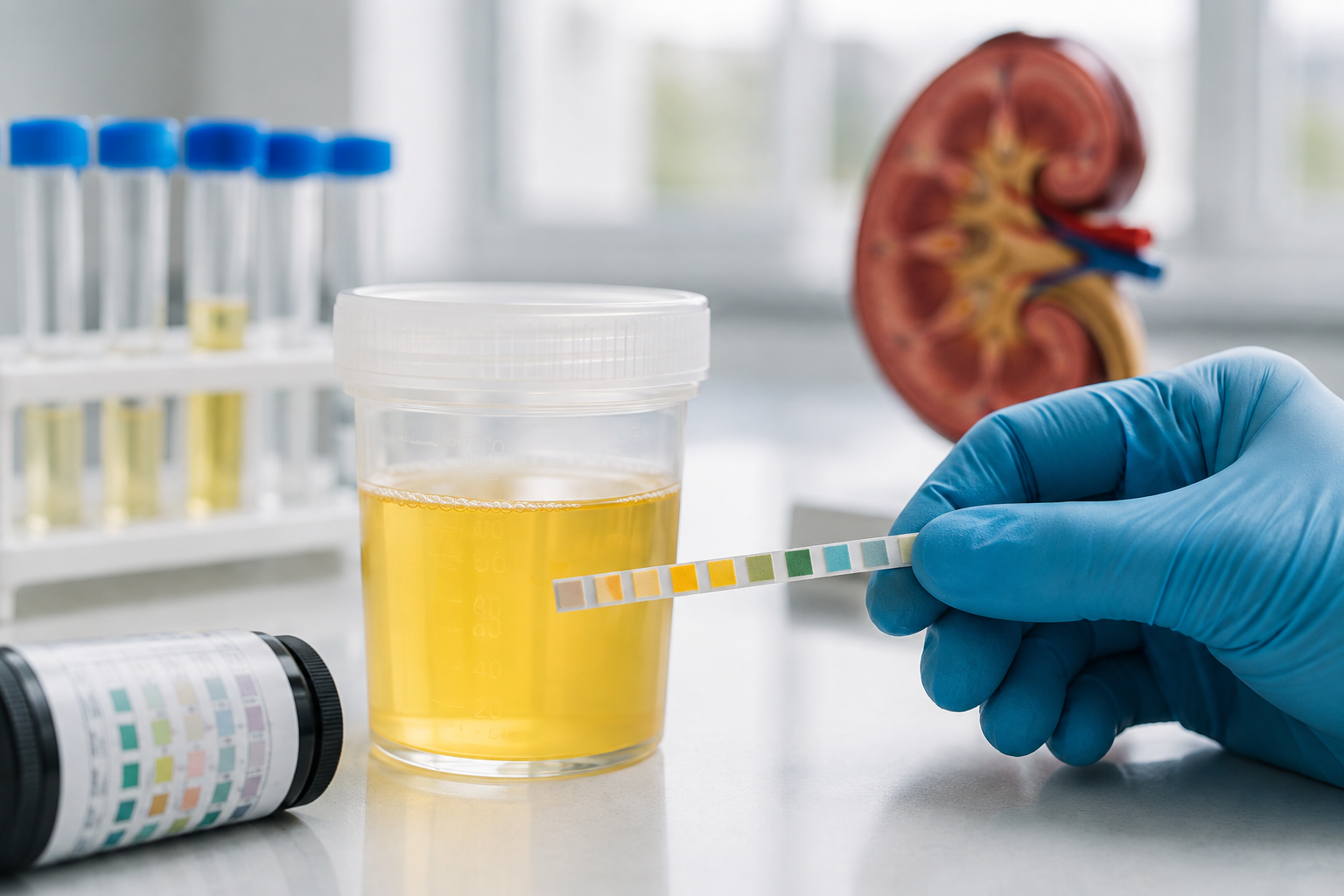 Urine test sample used to assess the health of a donor kidney before transplantation