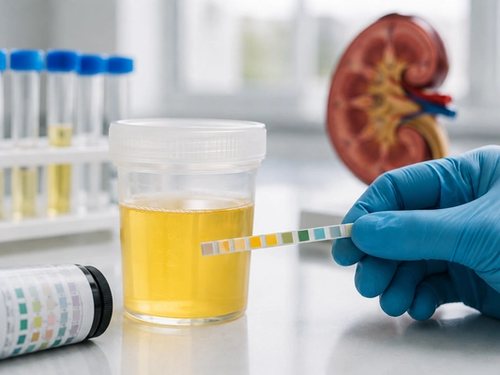 Urine test sample used to assess the health of a donor kidney before transplantation