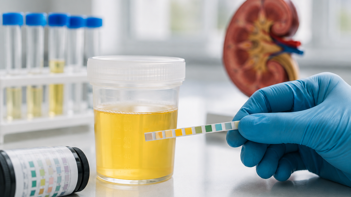 Urine test sample used to assess the health of a donor kidney before transplantation