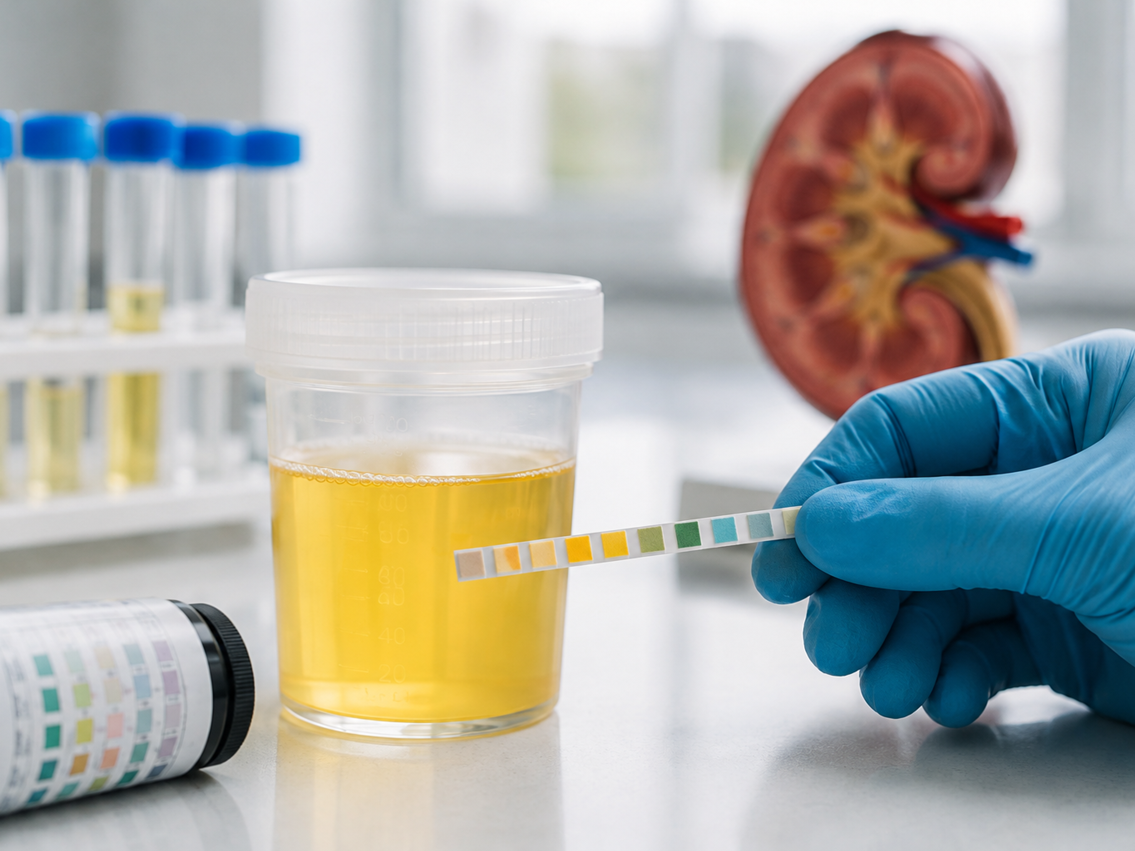 Urine test sample used to assess the health of a donor kidney before transplantation