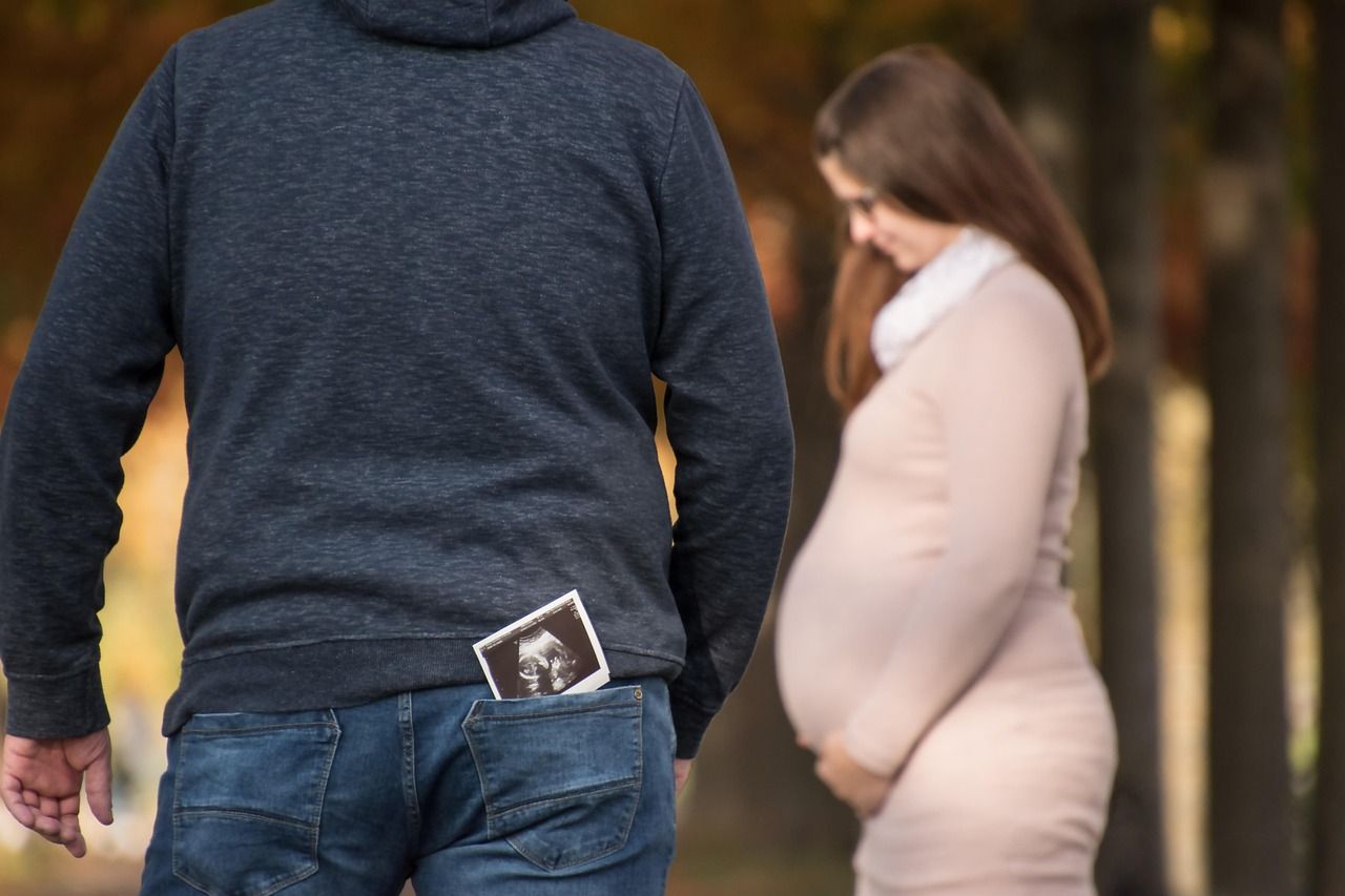 A printed pregnancy ultrasound image