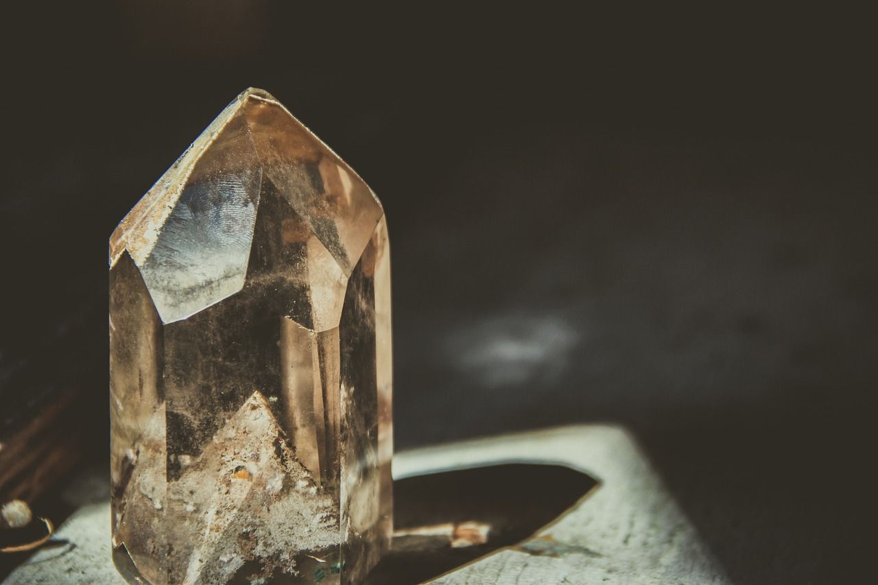 Close-up of a clear quartz crystal cluster
