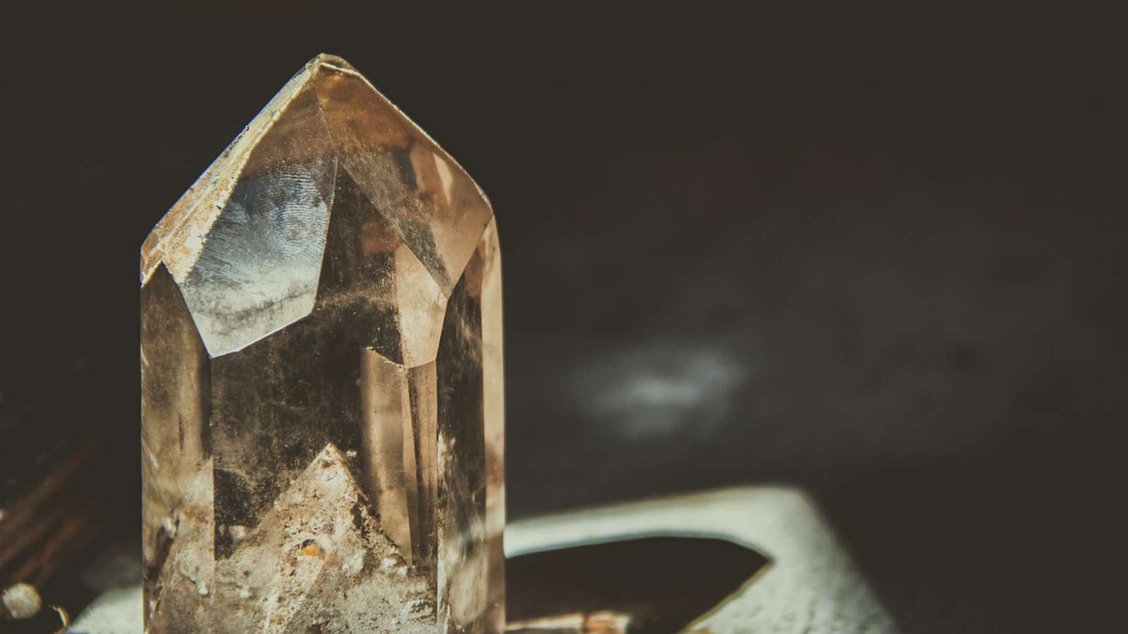 Close-up of a clear quartz crystal cluster