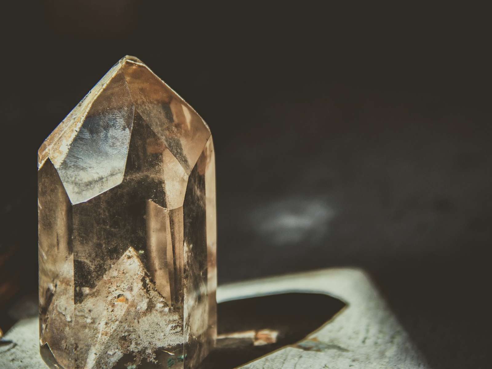 Close-up of a clear quartz crystal cluster
