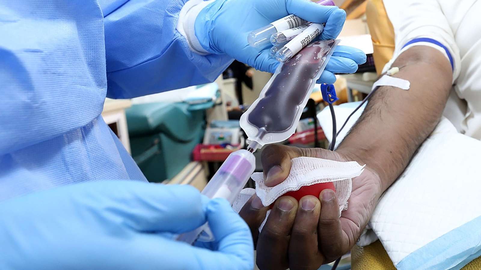A person donating plasma