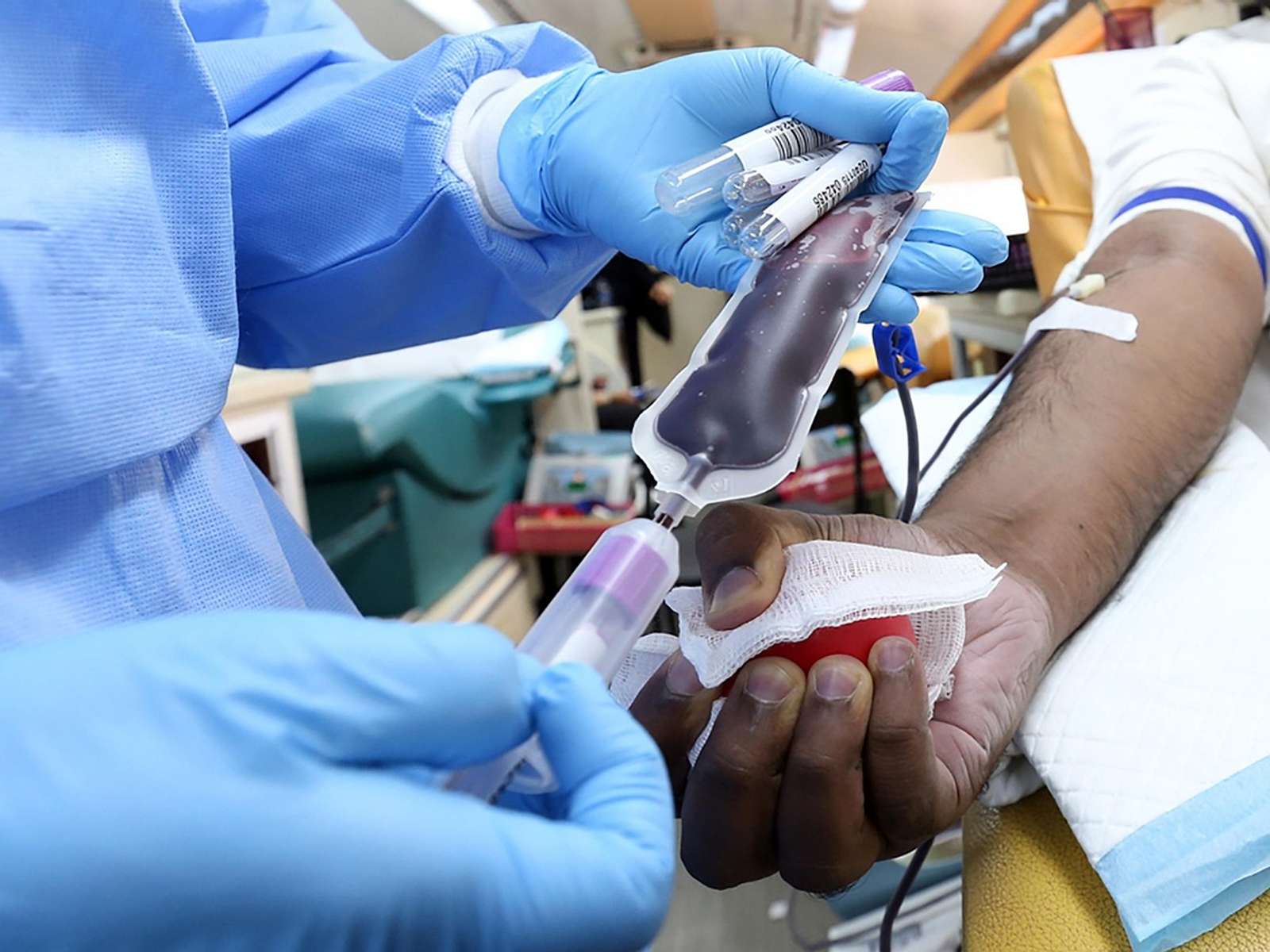 A person donating plasma
