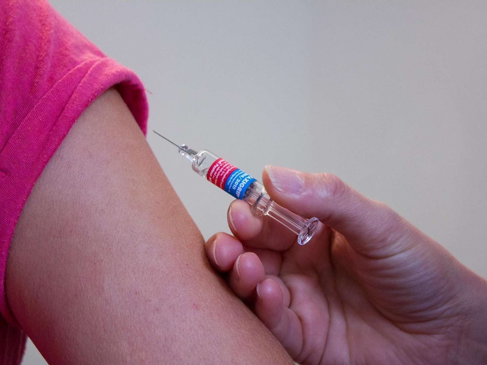 A vaccine injection being given
