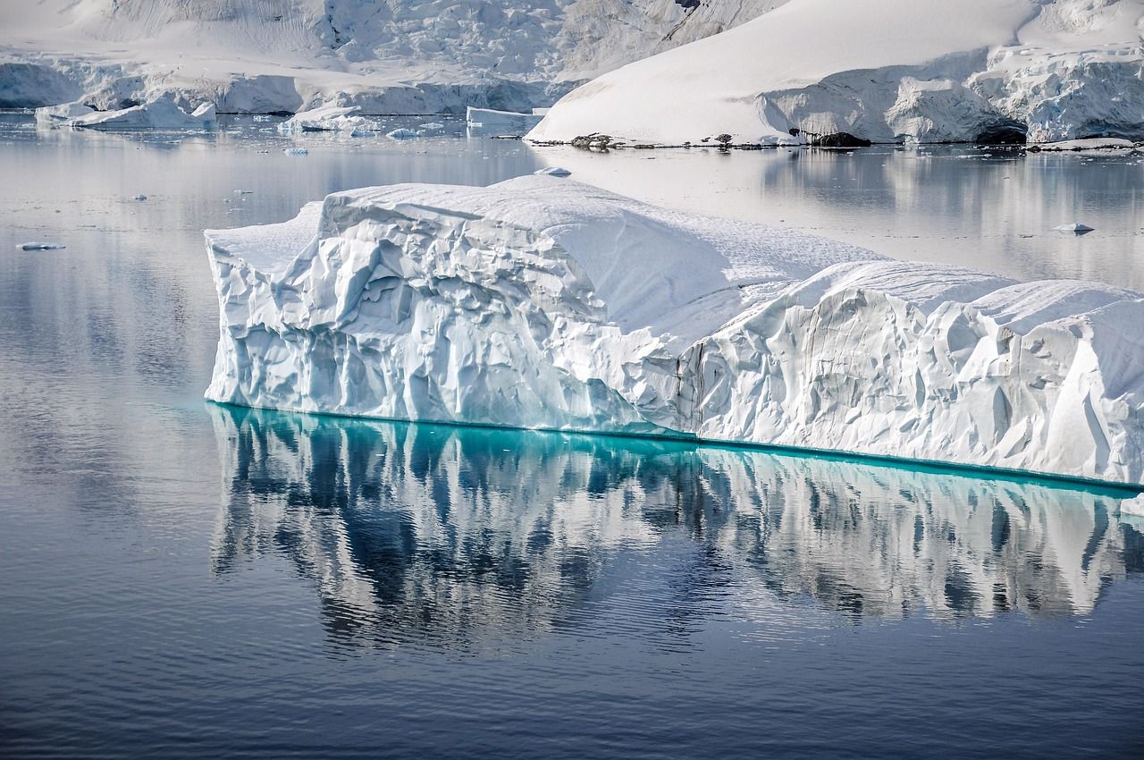 Iceberg floating in the cold waters off Antarctica