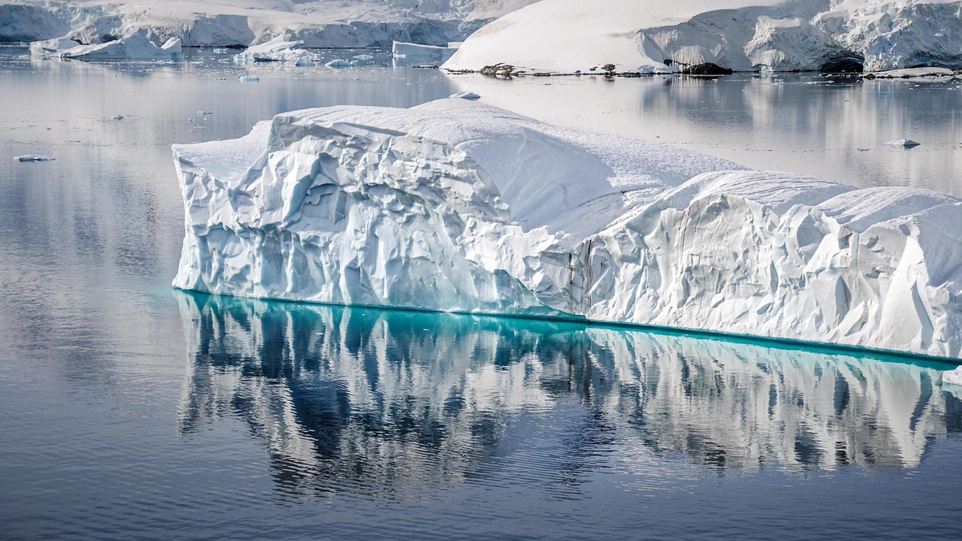 Iceberg floating in the cold waters off Antarctica