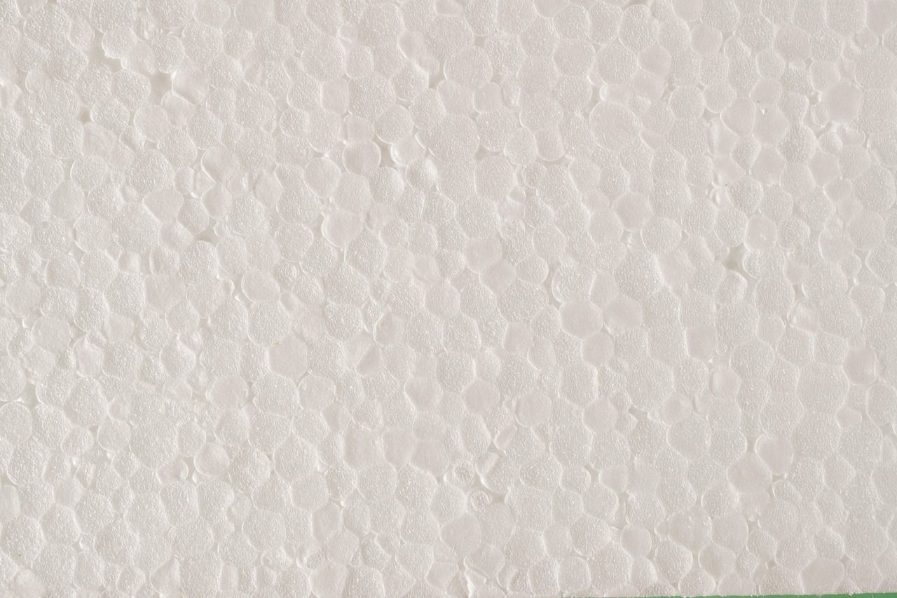 Close-up texture of white polystyrene foam