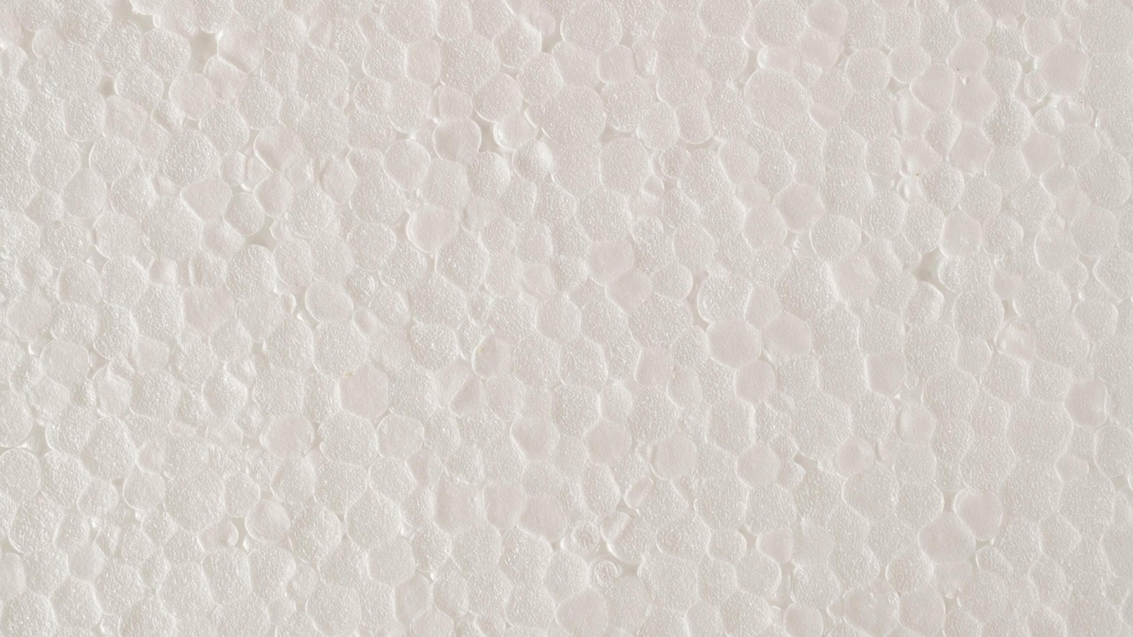 Close-up texture of white polystyrene foam