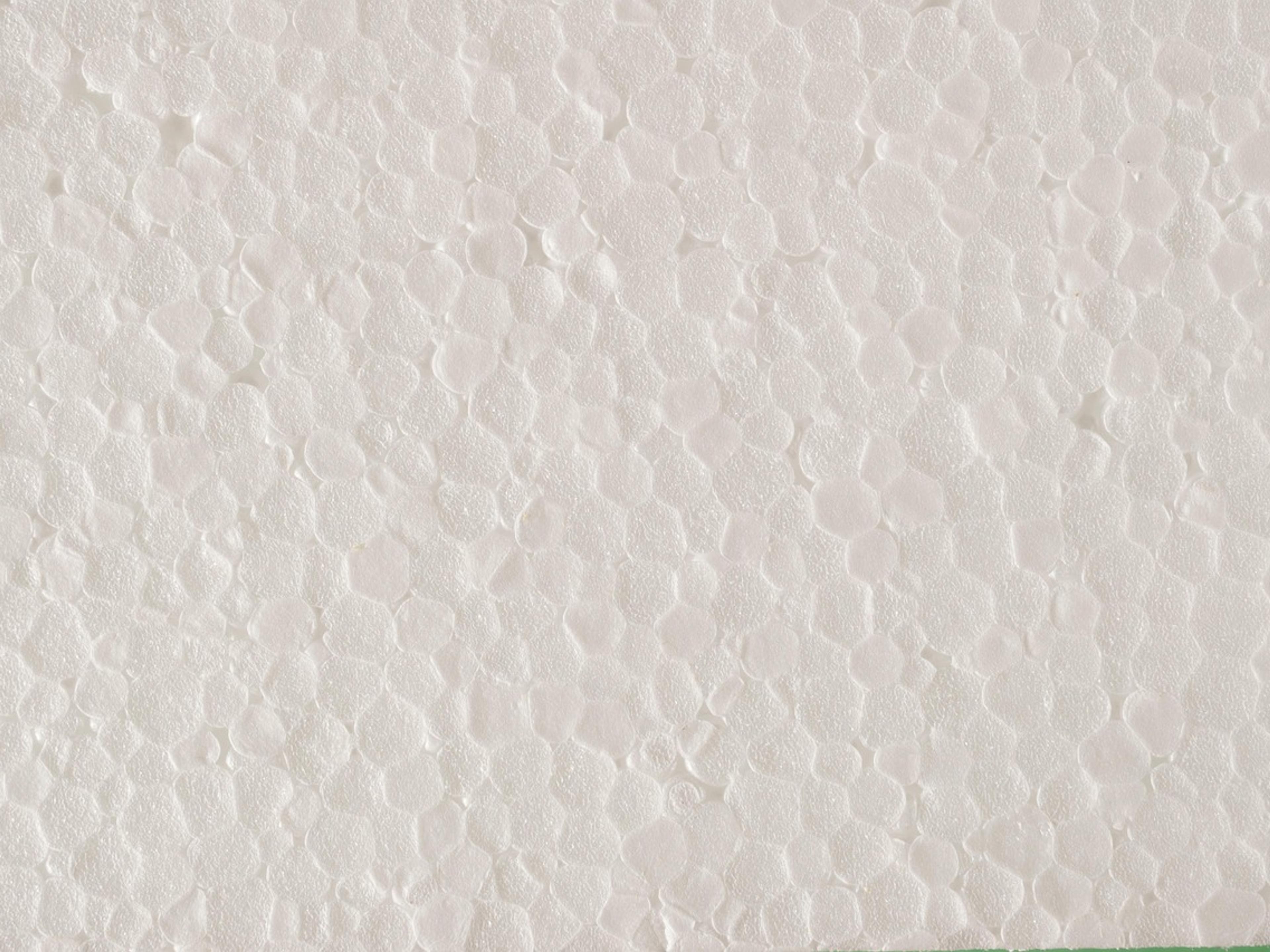 Close-up texture of white polystyrene foam