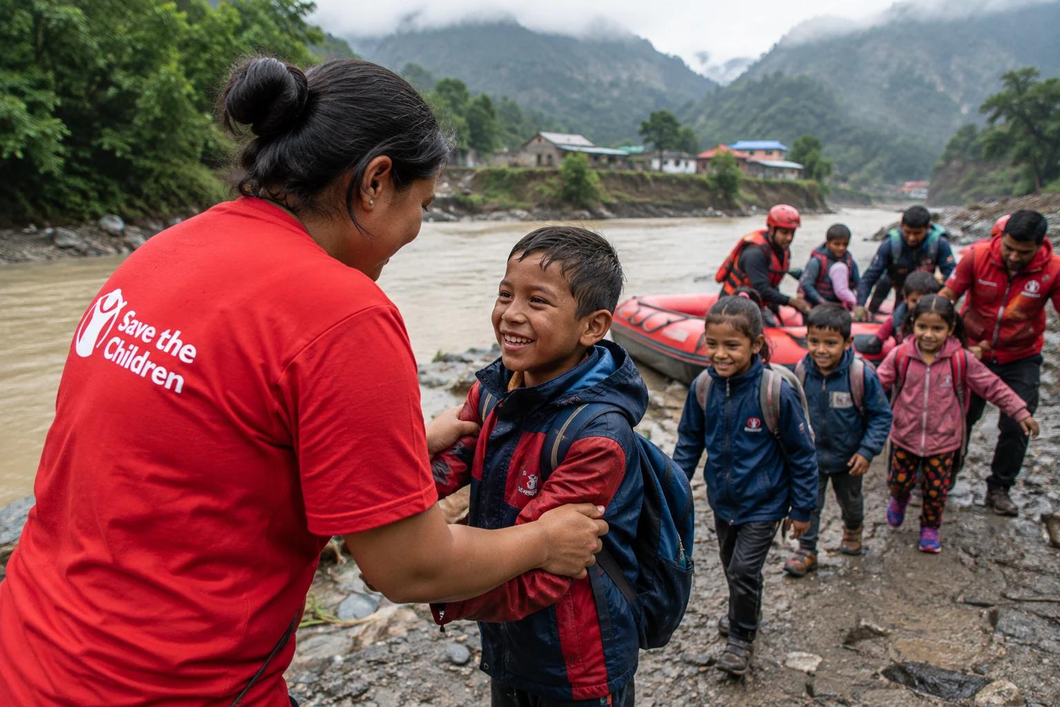 Children and families affected by severe flooding in northern Nepal receiving emergency support