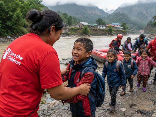 Children and families affected by severe flooding in northern Nepal receiving emergency support