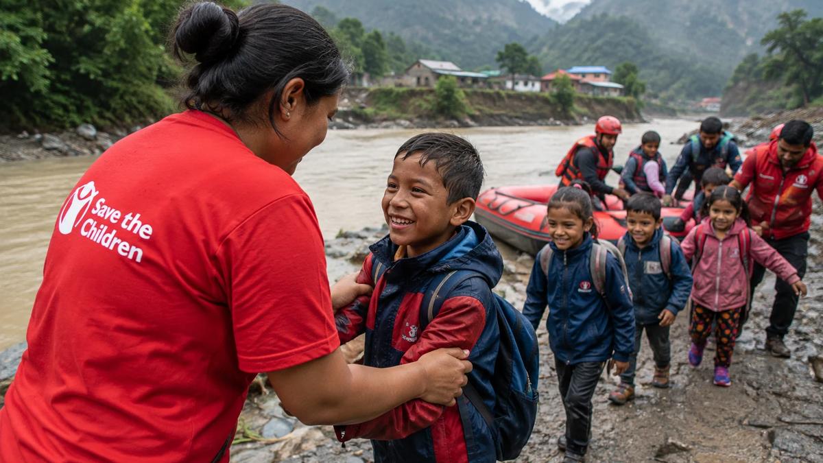 Children and families affected by severe flooding in northern Nepal receiving emergency support