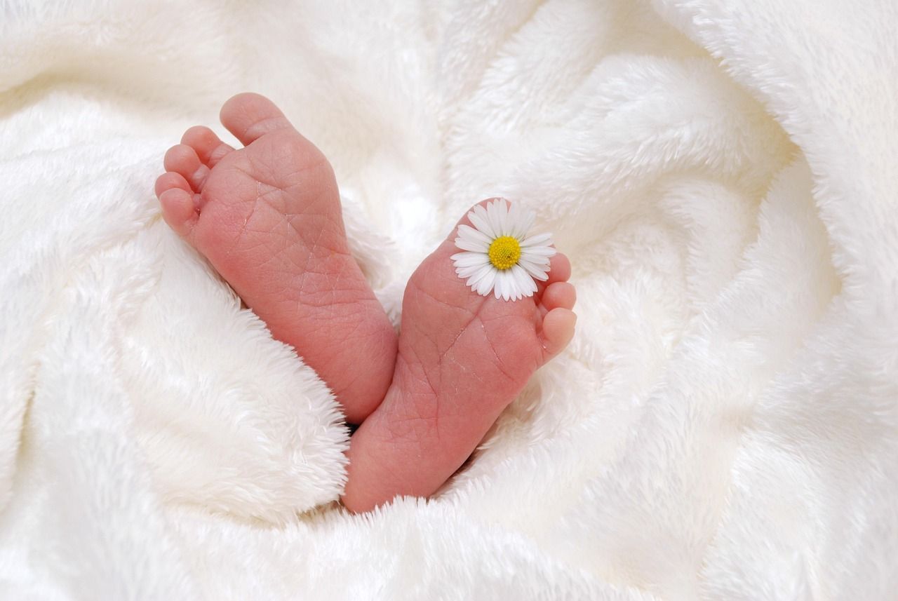 A newborn baby's feet