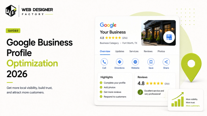 Mockup of a Google Business Profile listing with ratings, highlights and reviews for a storefront business