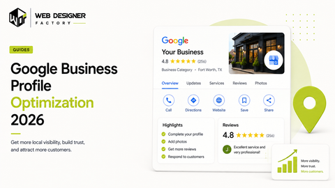 Mockup of a Google Business Profile listing with ratings, highlights and reviews for a storefront business