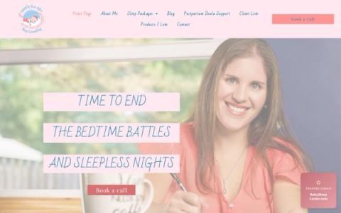 Happily Ever After Sleep's homepage for Katie Roeder's infant and toddler sleep consulting packages, with client testimonials