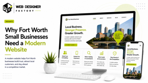 Desktop and mobile mockups of a modern Fort Worth business website
