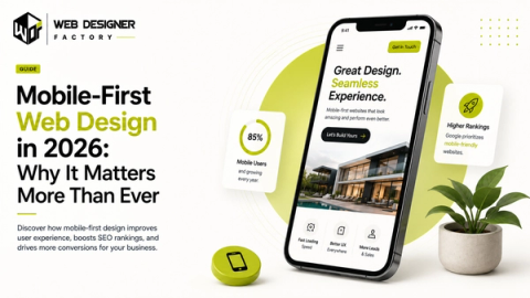 Smartphone mockup of a mobile-first website homepage with usage statistics