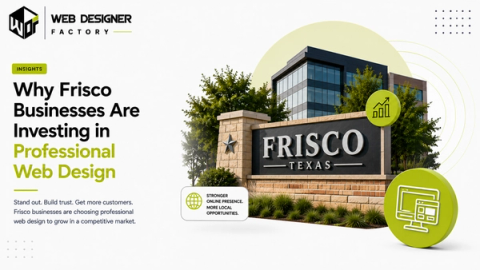 Frisco, Texas monument sign in front of an office building with online-presence callouts