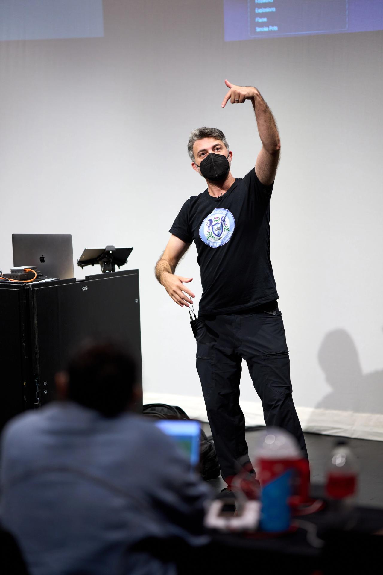 Sam Kusnetz teaching the QLab 5 QClass