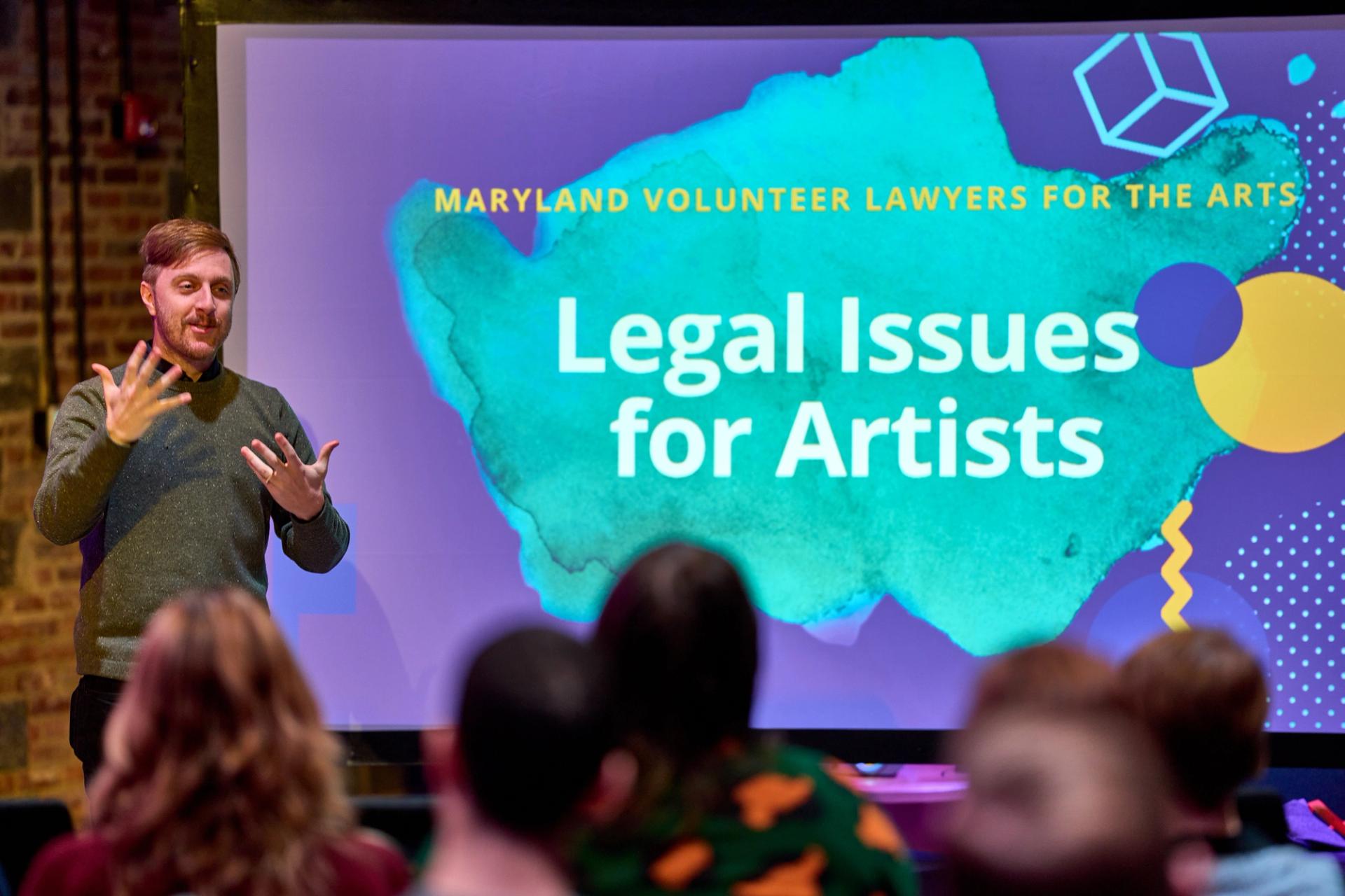 Slide that says: Legal Issues for Artists