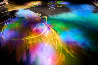 The painted stage floor of Funktopia: Starlove