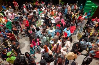 Packed lobby from above.