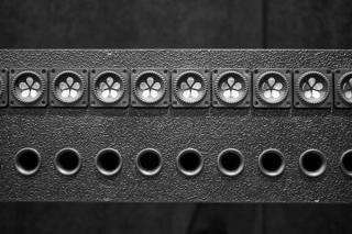 A section of the hundreds of speakers used in the wave field synthesis array.