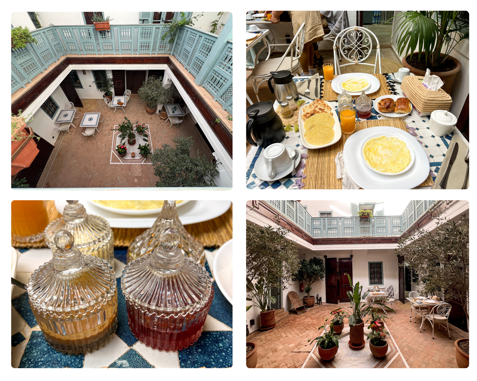 Desayuno y patio en el Riad Ben Slimane 