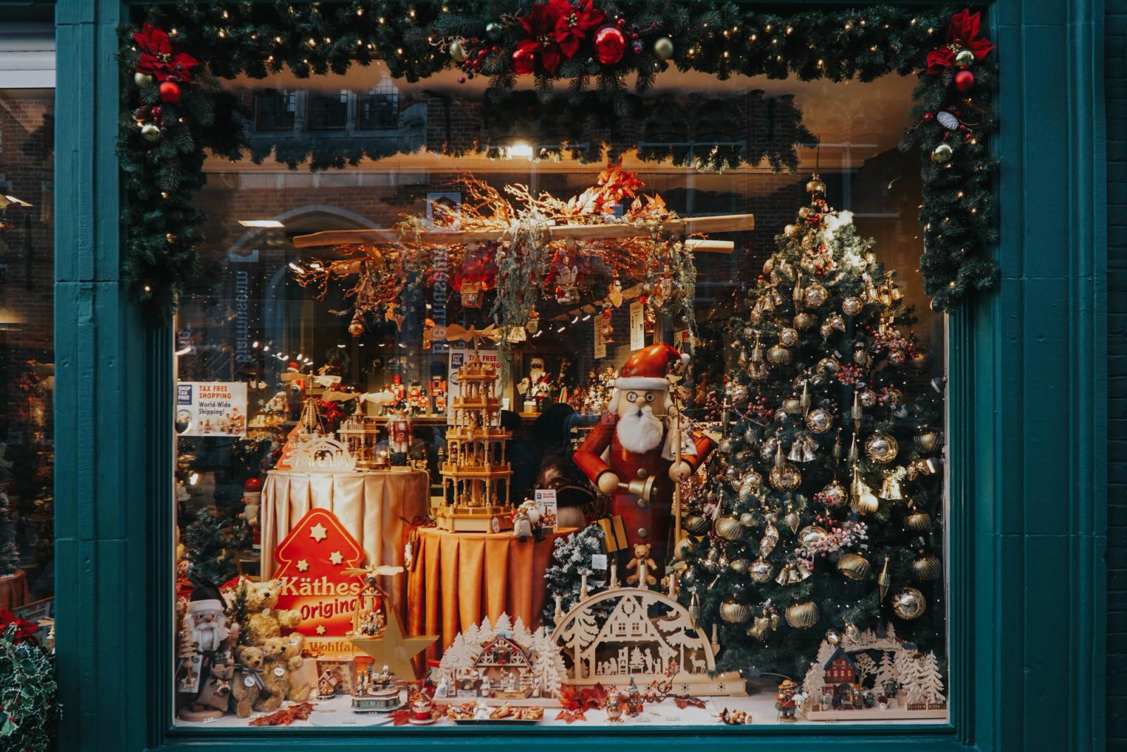 Christmas market stalls in Europe