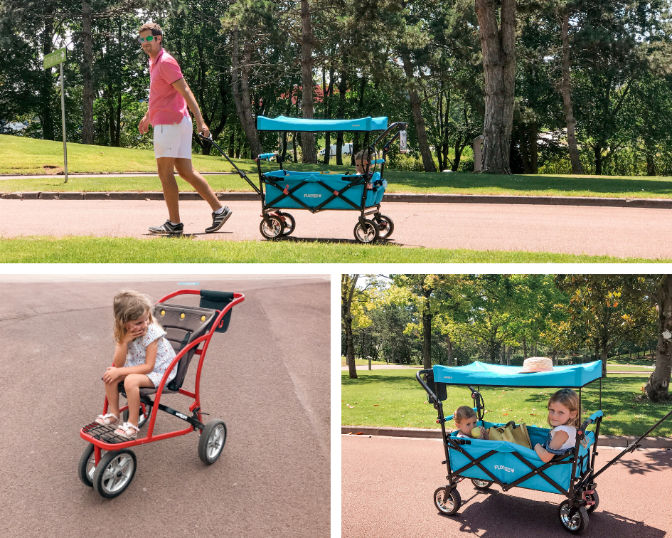 La sillita de bebé es gratuita. El carrito azul tiene un coste de 10€/día.