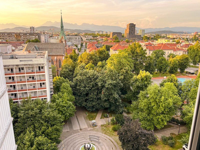 Vistas desde nuestra habitación en el B&B Hotel Ljubljana Park