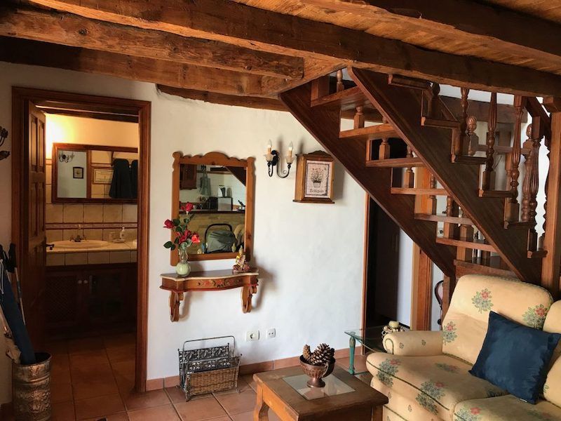 The kitchen and living room at Casa Morera, La Palma